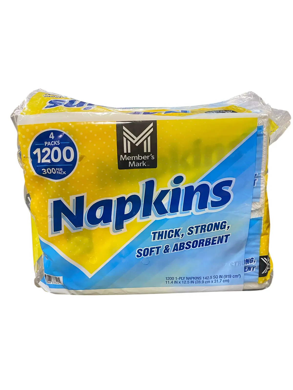 Member's Mark, 421192, Everyday, 1-Ply, White, Napkins, 4 Pks, 300 Napkins/Pk. 1