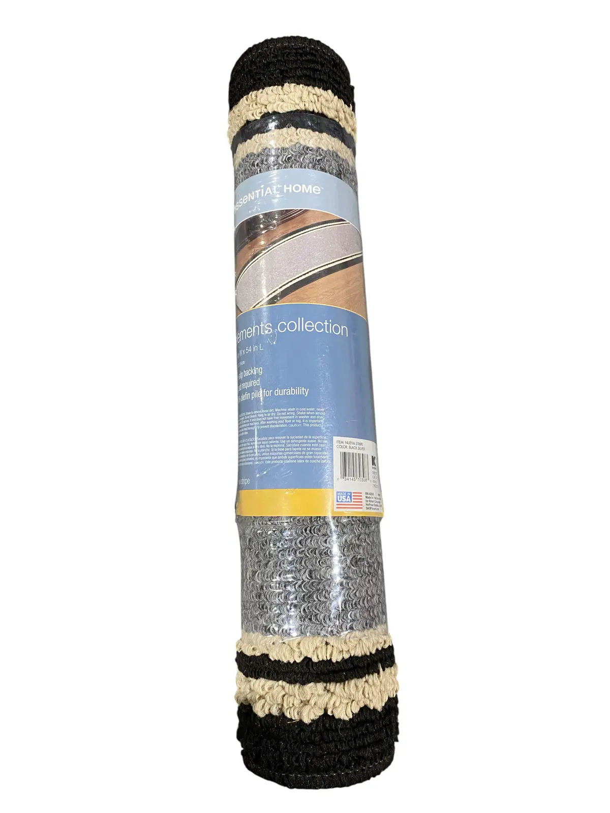 Essential Home, Black, Silver, Rug, 20X54 1