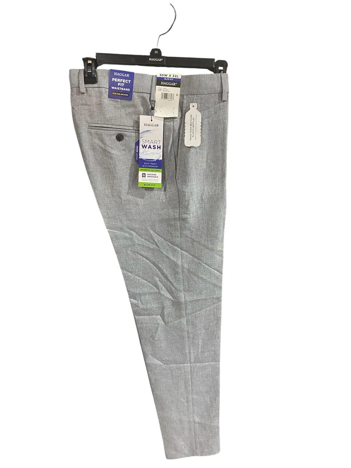 Haggar, Men's, Slim Fit, Slacks, Light Grey 1