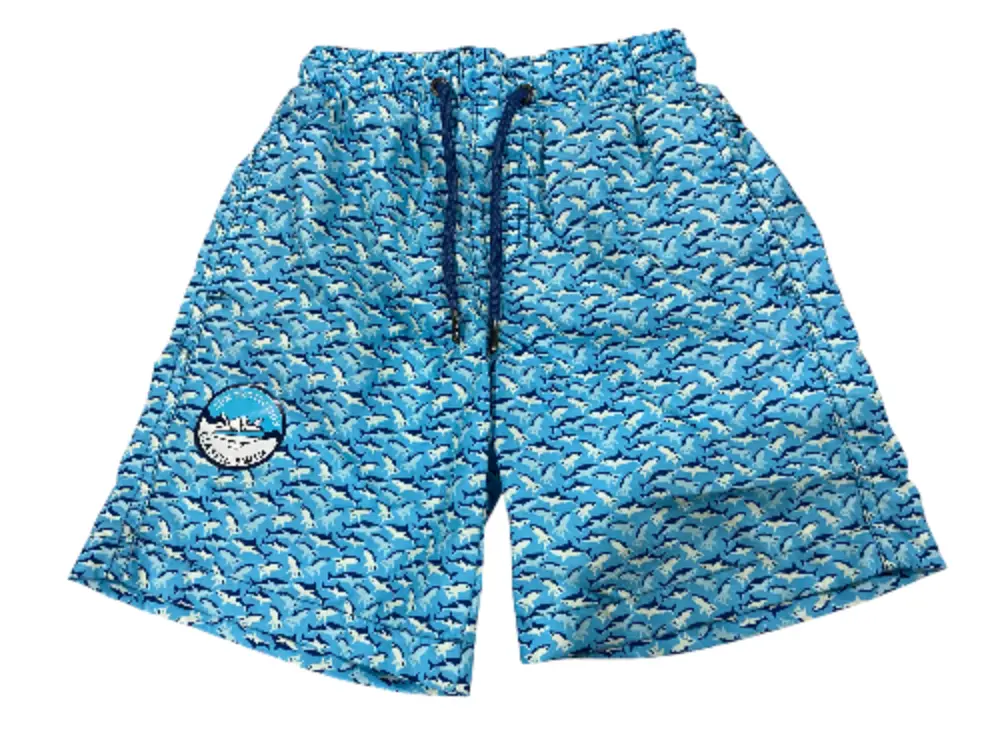 Beach Bros., Boys, Quick Dry, Swim Trunk, Blue, Sharks 1