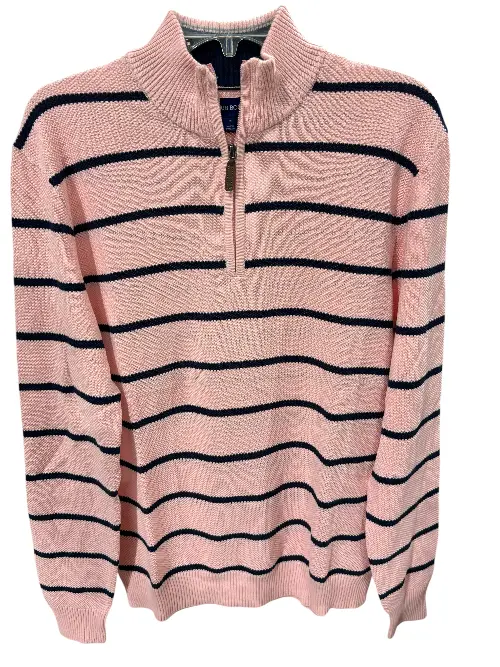 Club Room, Men's, Finley Stripe, Cotton, Piqué, Half Zip, Sweater, Pink 1