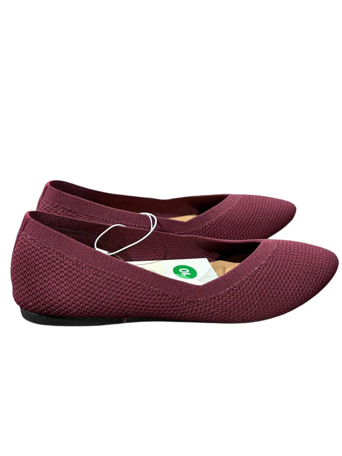 A New Day, Women's, Claire, Knit, Washable, Ballet Flats, Burgandy, Size 10 1