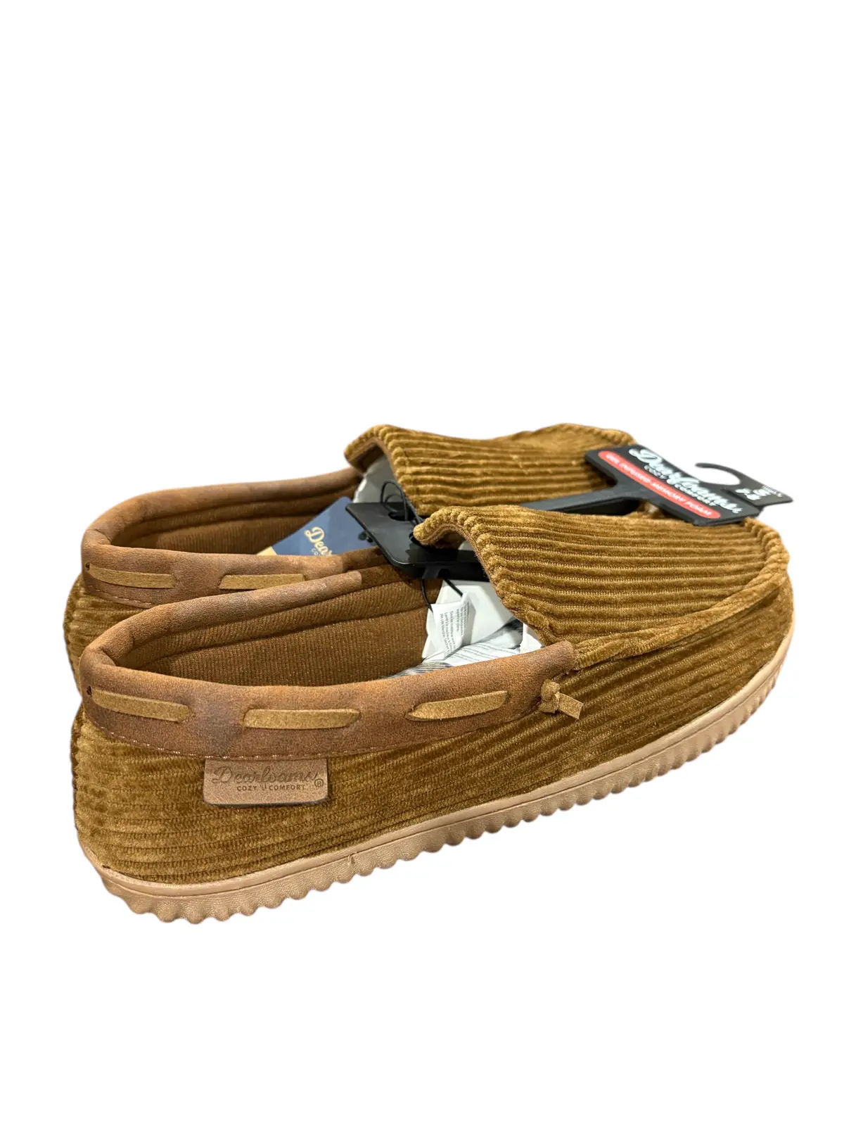 Dearfoams, Men's, Cord Moccasin, Slippers, Tan 1