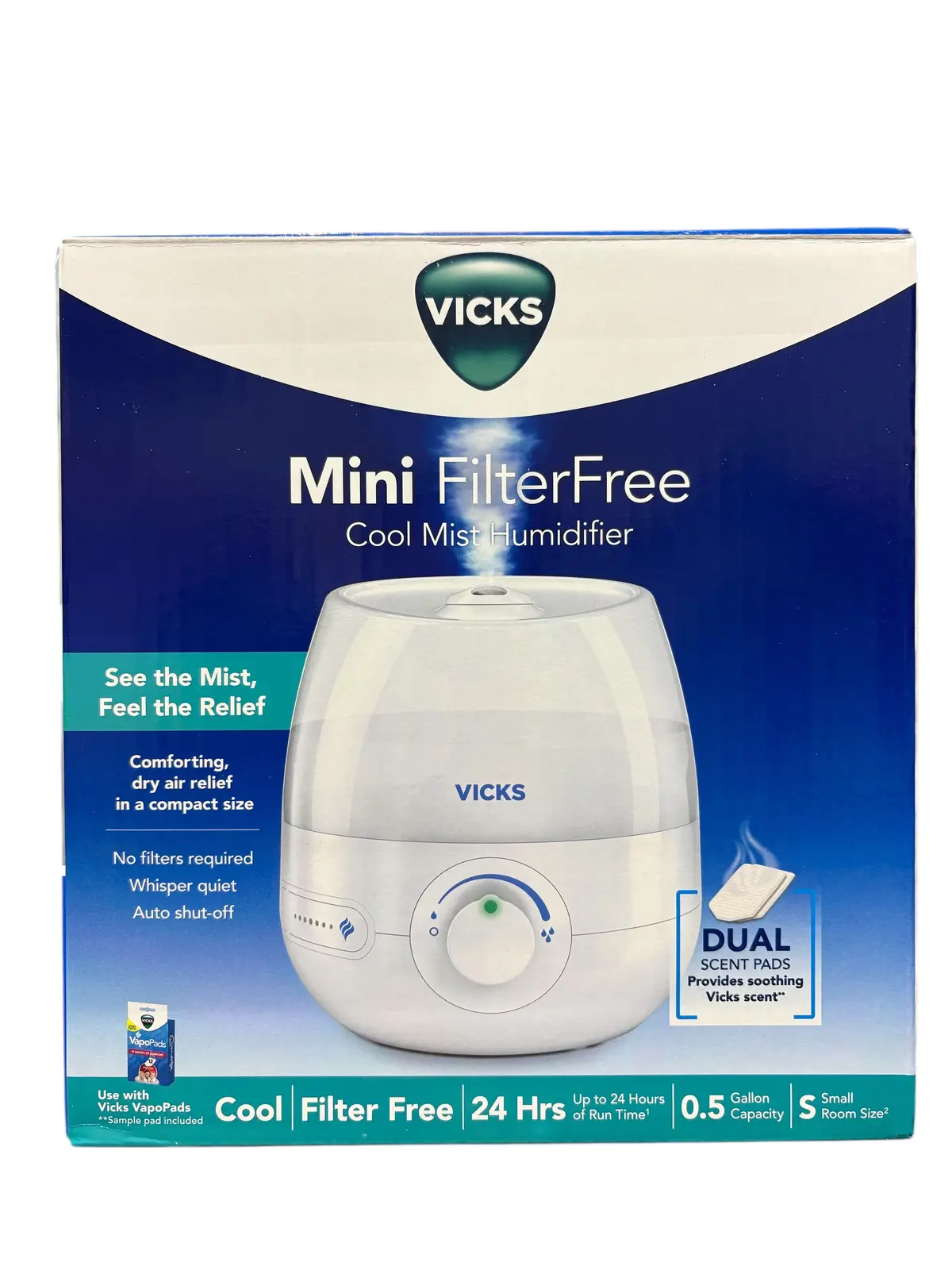 Vicks, Mini, Filter Free, Cool Mist Humidifier, Vul525 1