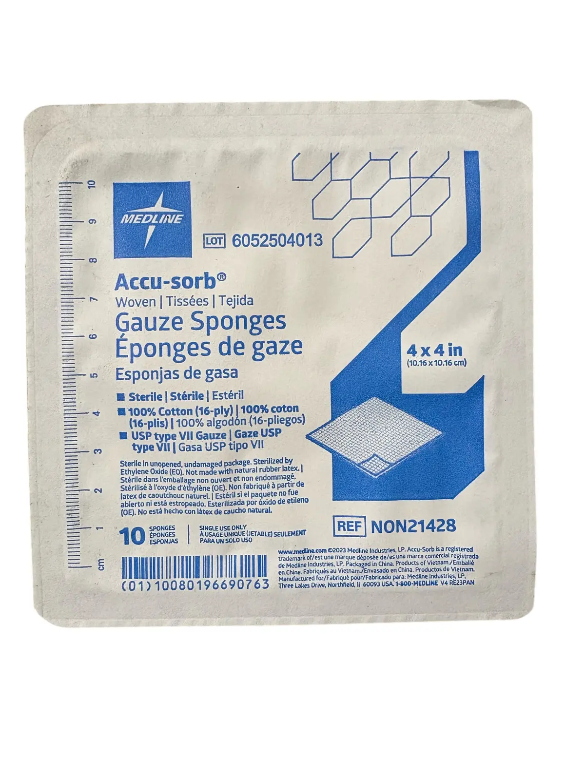 Medline, Non21428, Gauze Sponge, 4"X4", 16-Ply, Sterile, Case Of 1280 1
