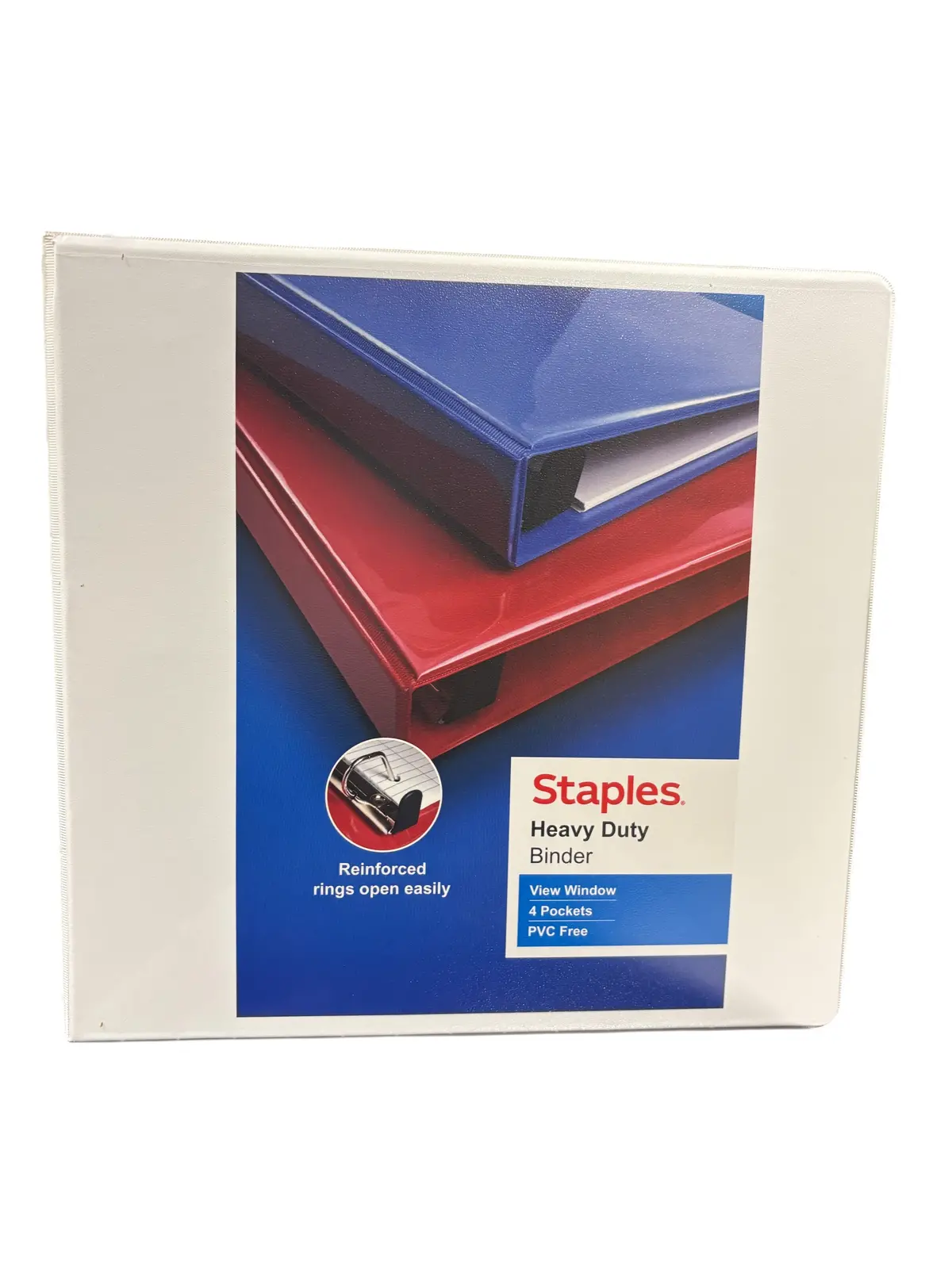 Staples, Heavy Duty, 3", 3 Ring, View, Binder, D Ring, White 1