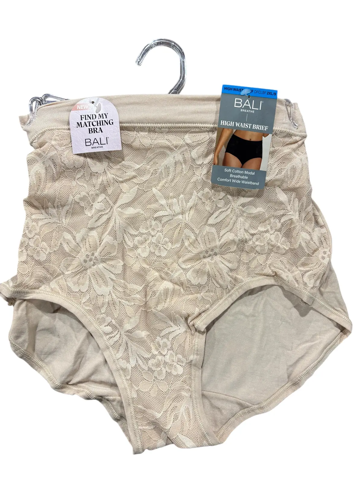 Bali, Soft Cotton, Wide Waistband, High Waist, Brief, Nude, 2Xl 1