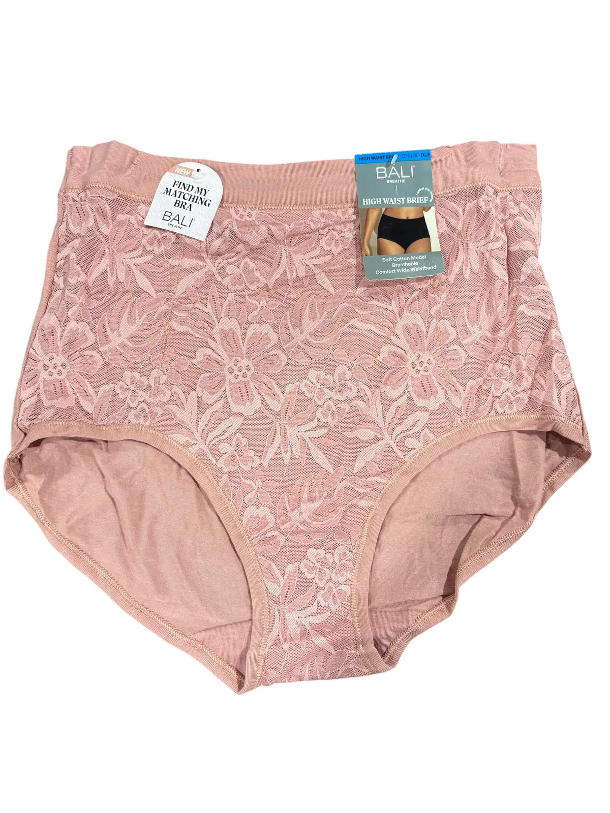 Bali, Soft Cotton, Wide Waistband, High Waist, Brief, Rose, 2Xl 1