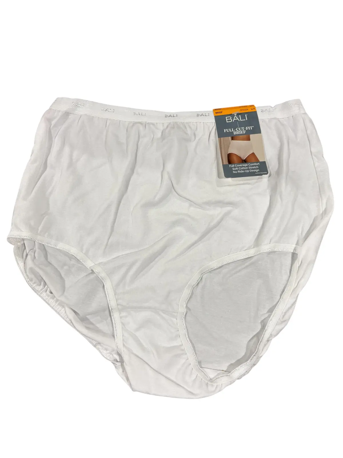 Bali, Full Cut Fit, Cotton, Brief, White, Large 1