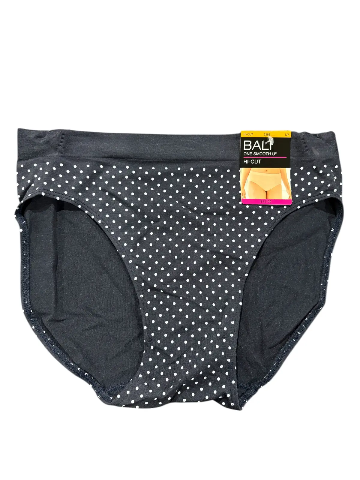 Bali, One Smooth U, High Cut, Underwear, Black/White, Large 1