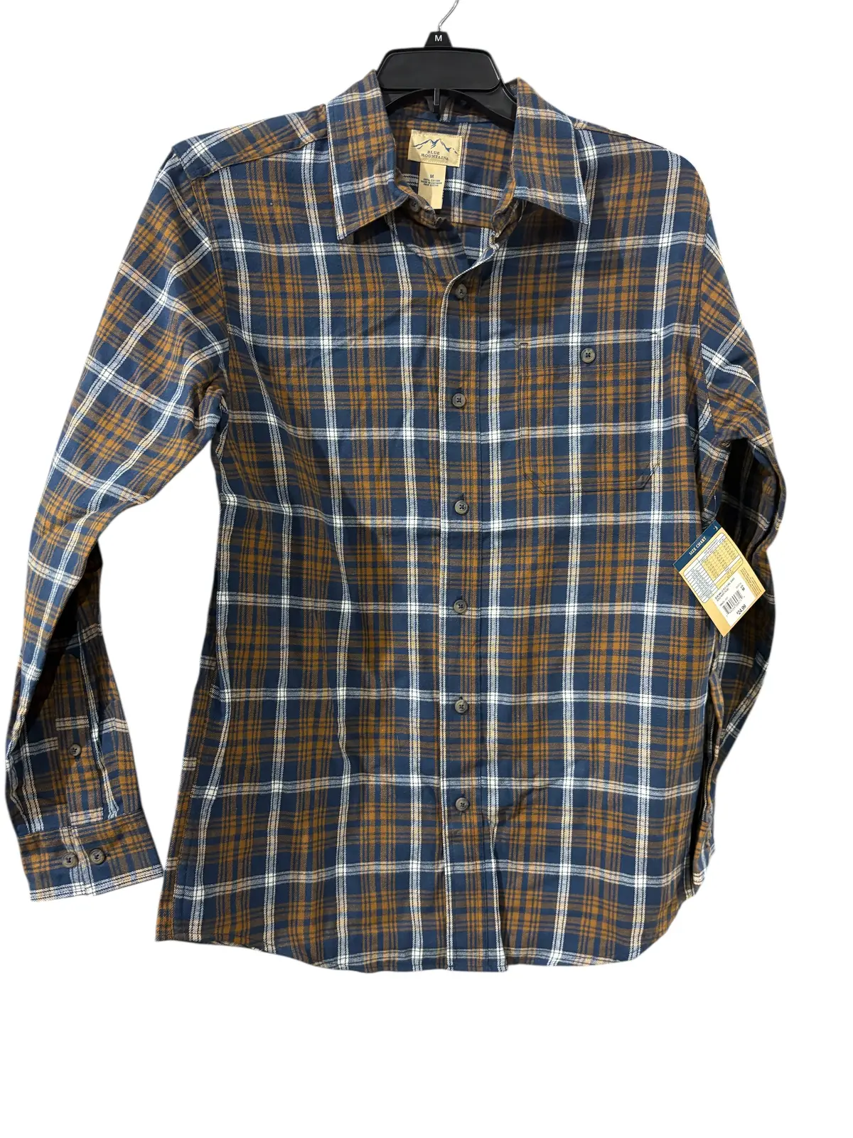 Blue Mountain, Men's, Flannel, Shirt, Gold/Navy/Plaid 1