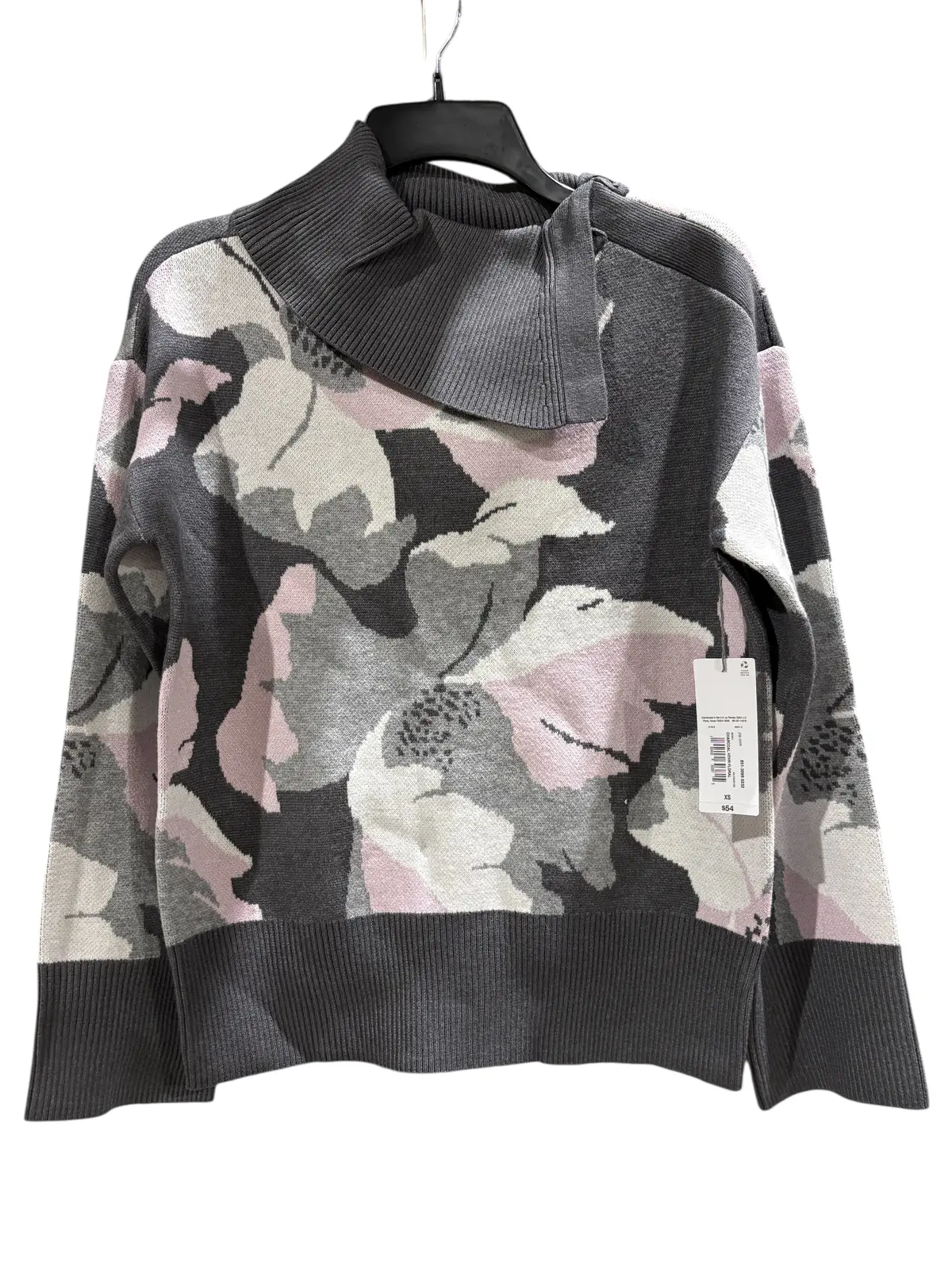 Liz Claiborne, Women's, Draped Neck, Long Sleeve, Floral, Pullover Sweater 1