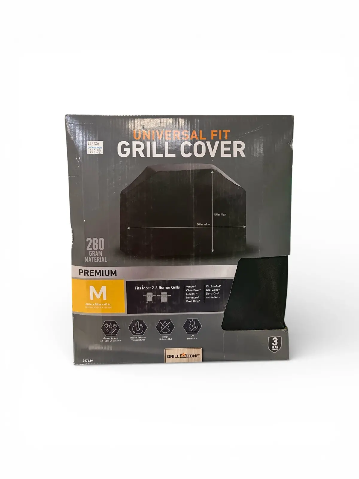 Grill Zone, Medium, Universal, Black, Premium Grill Cover 1