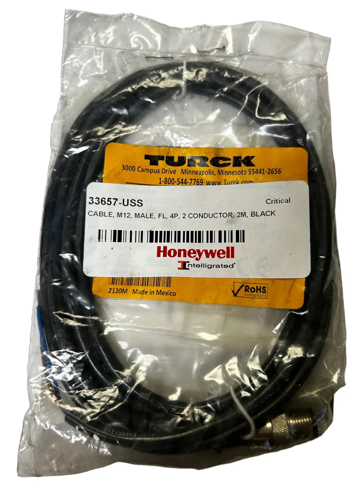 Turck, Rs 4.22T-2/S760/S771, Cordset, Single Ended, M12 Eurofast - New In Original Packaging 1