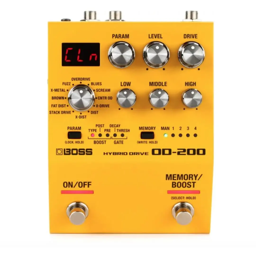Boss Od-200 - Hybrid Drive Overdrive/Distortion Effects Pedal - Yellow Finish 1