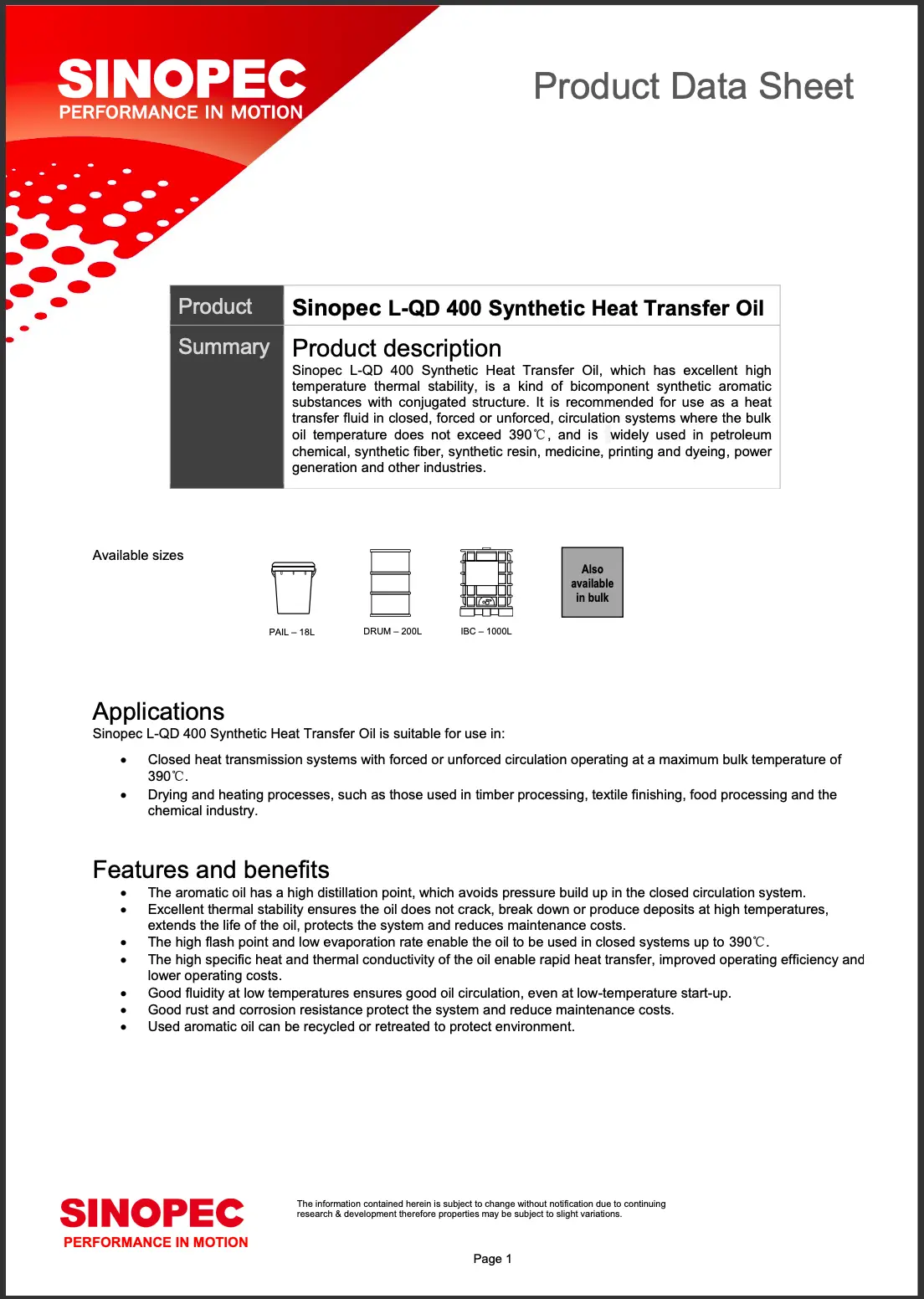 SpL-Qd 400 Synthetic Heat Transfer Oil - 200Kg Drum 1