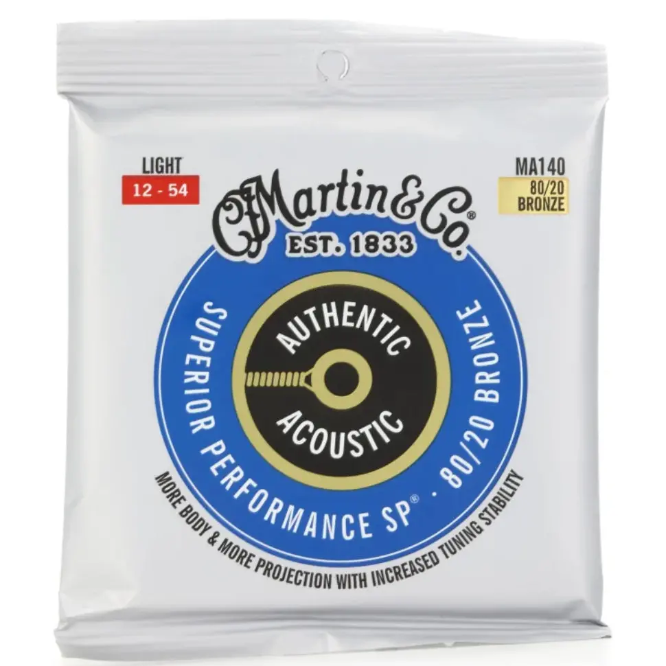 Martin Ma140 - 80/20 Bronze Acoustic Guitar Strings - .012-.054 Light (1 Pack) 1