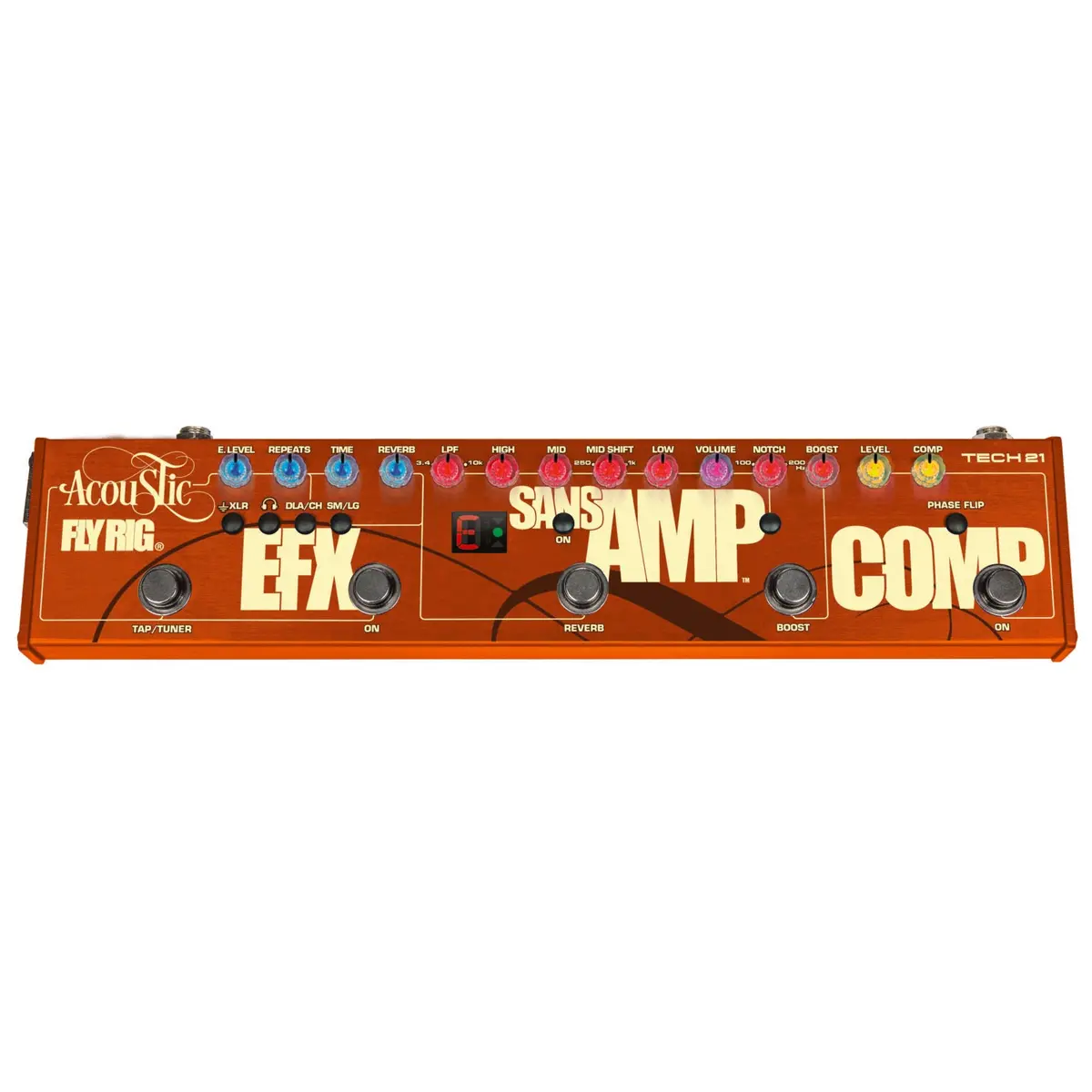 Tech 21 Acoustic Fly Rig Multi-Fx Pedal - Orange Finish W/Carrying Case 1