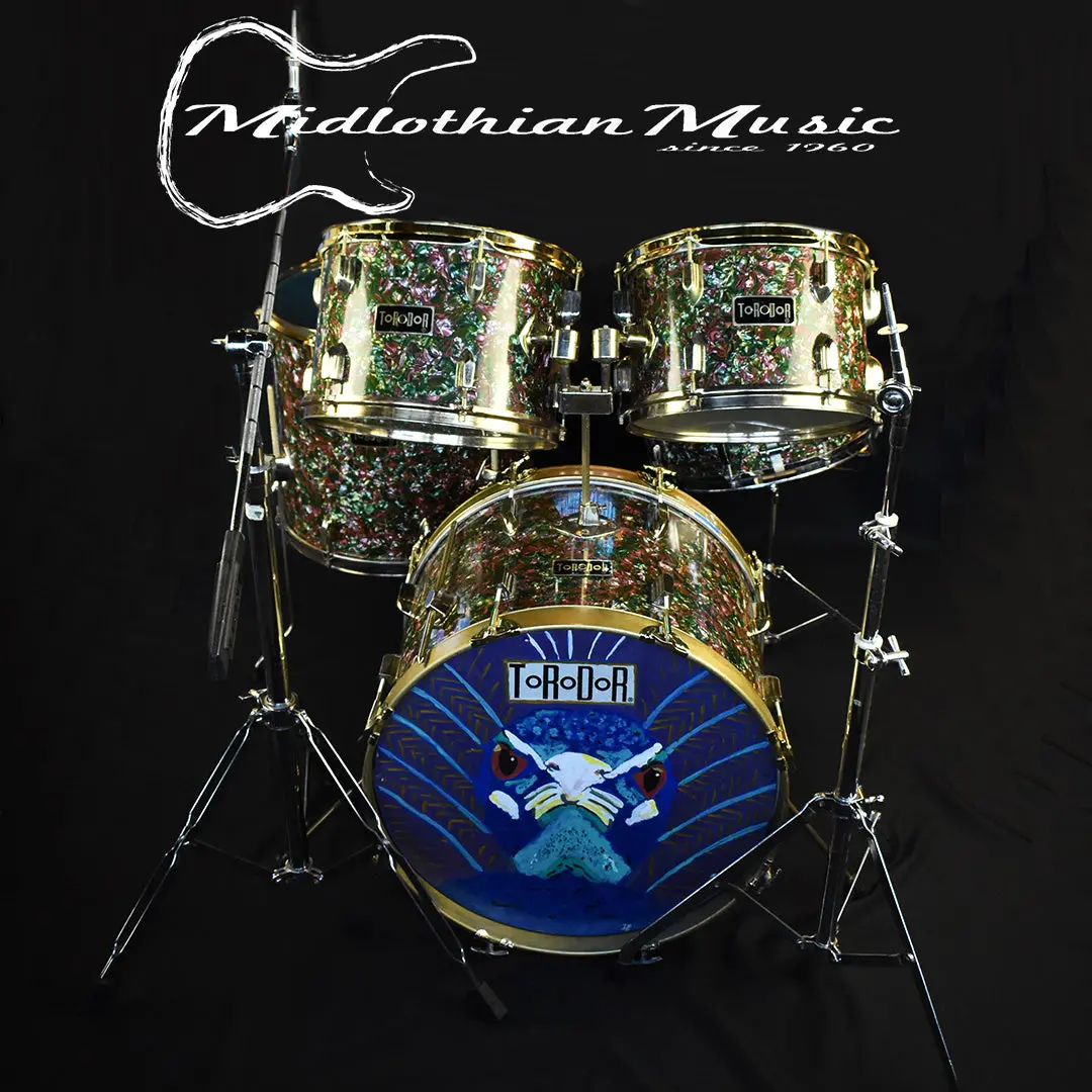 Torodor Vintage 5-Piece Drum Kit W/(2) Cymbal Stands Used 1