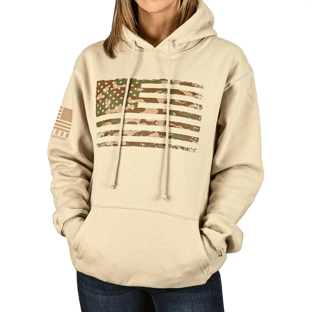 Women's Heavyweight Oversized Arid Camo Flag Hoodie 1