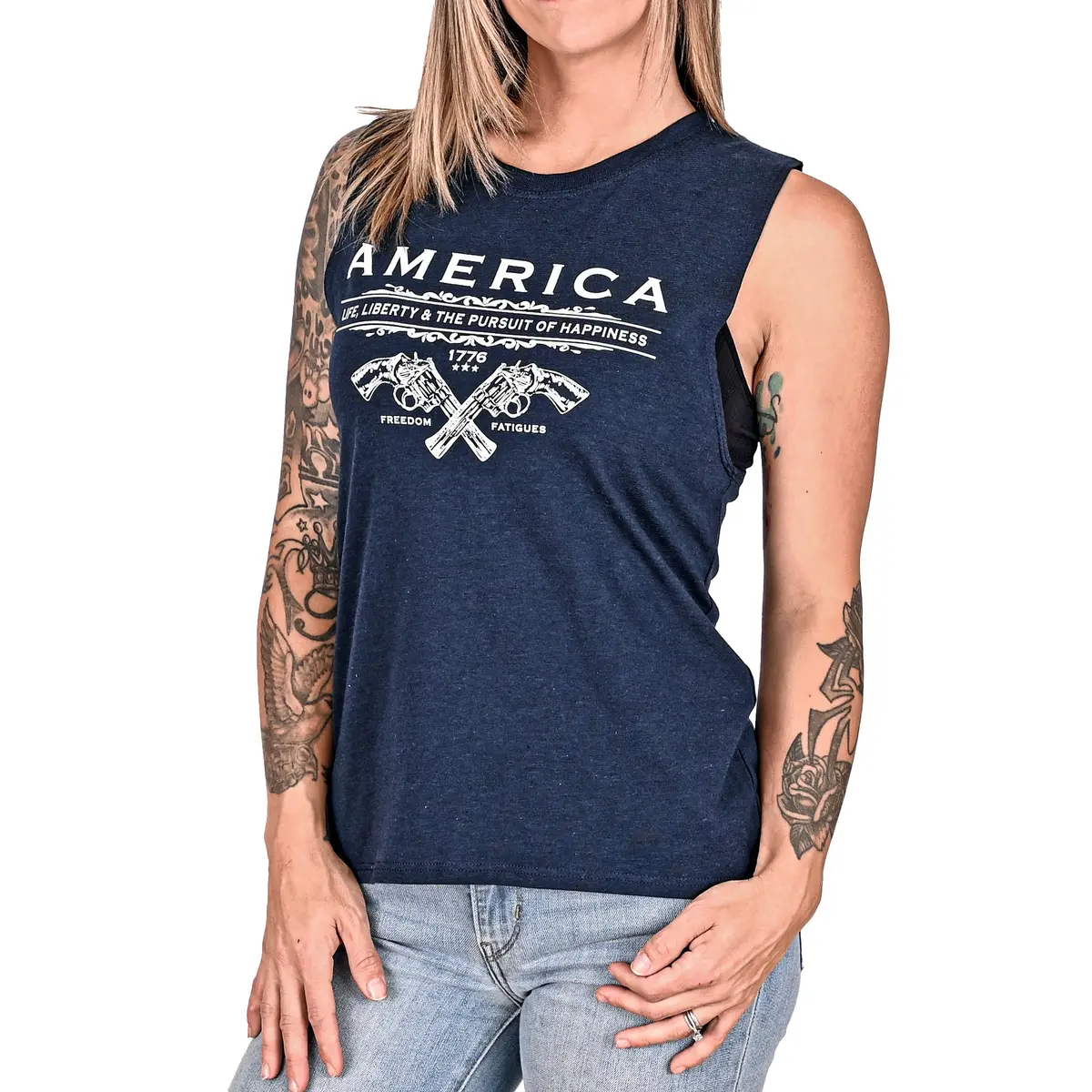Women's Unalienable Rights Muscle Tank - Midnight Navy 1