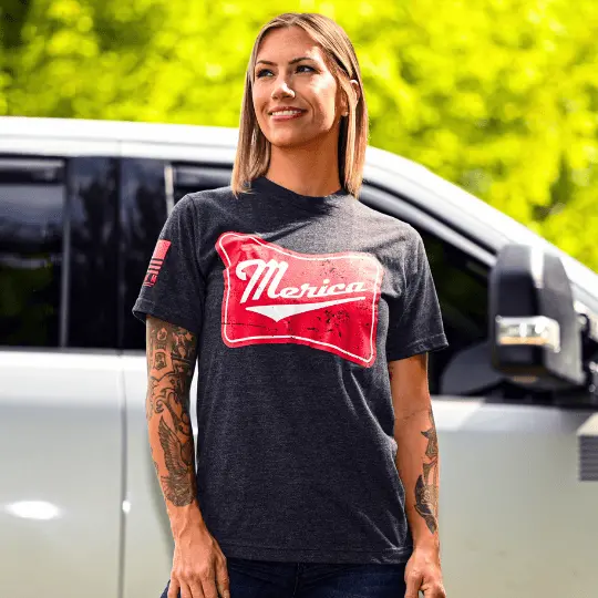 Women's 'Merica Patriotic Boyfriend Fit T-Shirt - Heather Charcoal 1