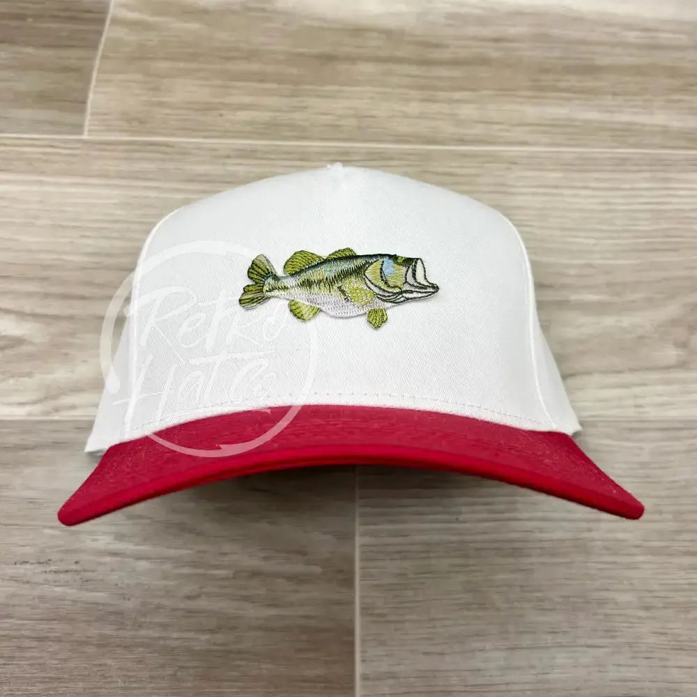 Bass Patch On White/Red Retro Hat 1