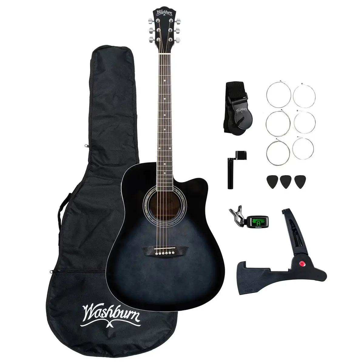 Washburn Wa90cetbbpack-U - Learn & Play Pack - Acoustic/Electric Guitar Bundle 1