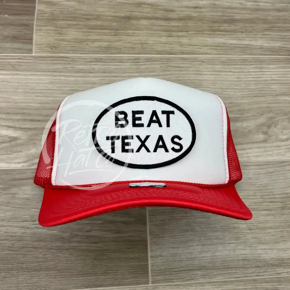 Beat Texas Patch On Red/White Meshback Trucker Hat 1