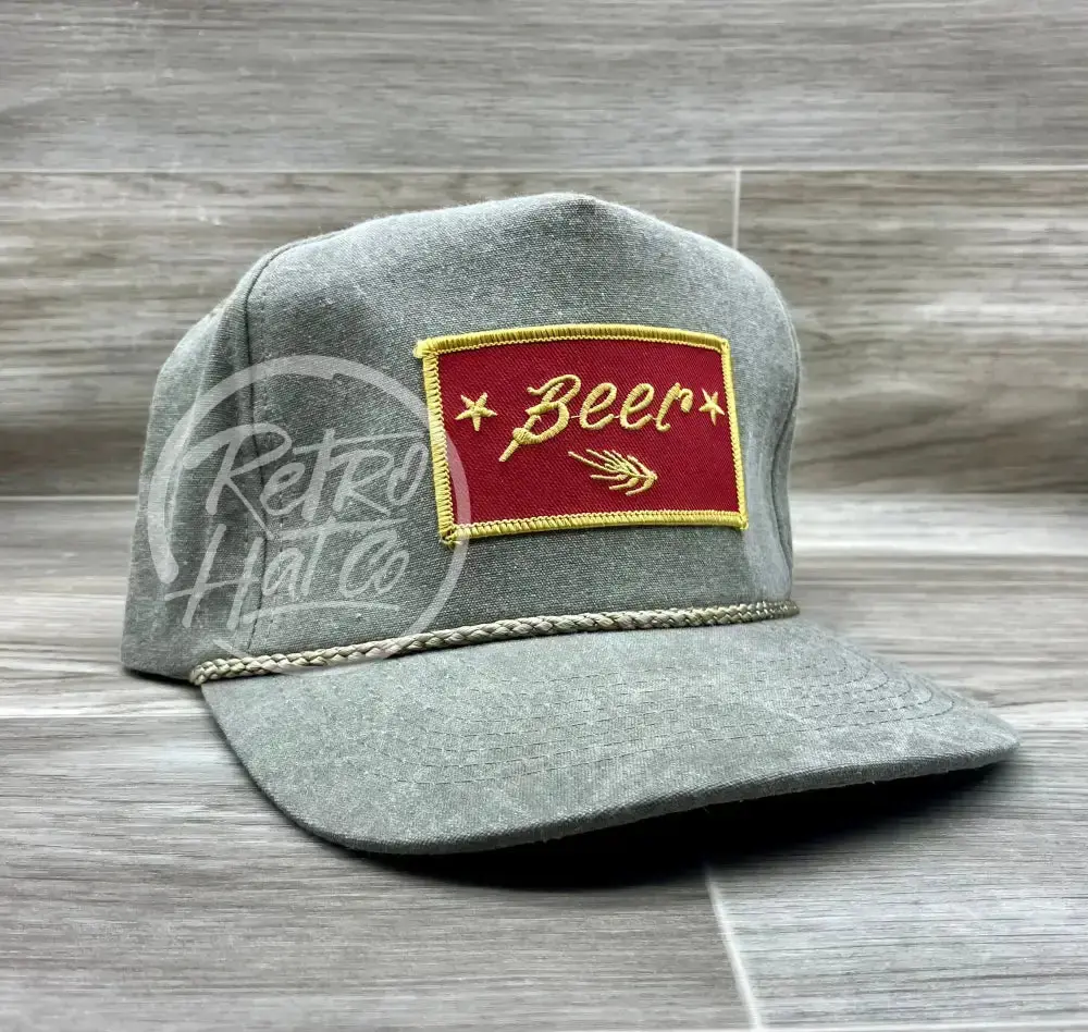 Beer / Wheat Patch On Stonewashed Sand Retro Rope Hat 1