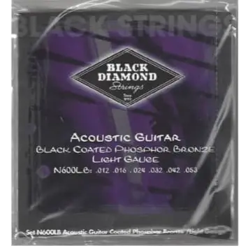 Black Diamond Strings - Black Coated Phosphor Bronze Acoustic Guitar Strings - Light-Light .011-.052 (N600llb) 1