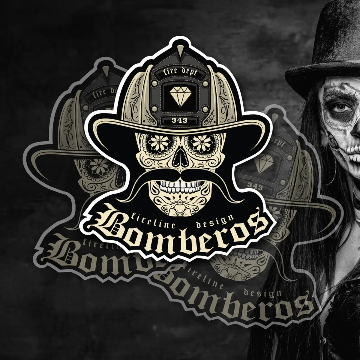 Bomberos Sugar Skull Stickers - 3 Pack 1