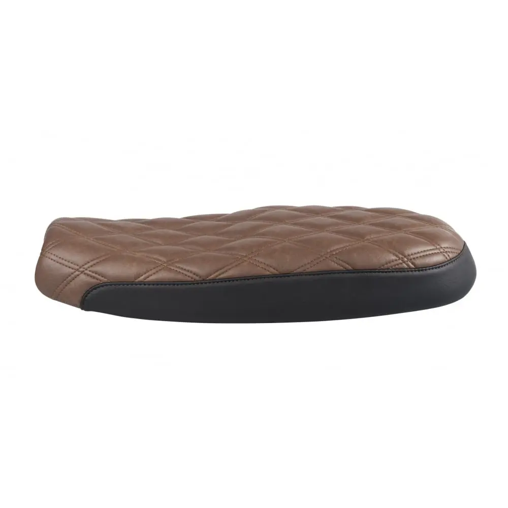 Motone Dual Comfort Seat - Diamond Back - Black And Brown - Air Cooled Triumph Bonneville, Thruxton, Scrambler 1