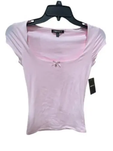 Forever 21, Women's, Square Neck, Short Sleeve Shirt, Pink 1