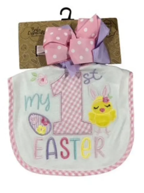 Baby Essentials, Baby Girls, First Easter, Bow And Bib Set 1