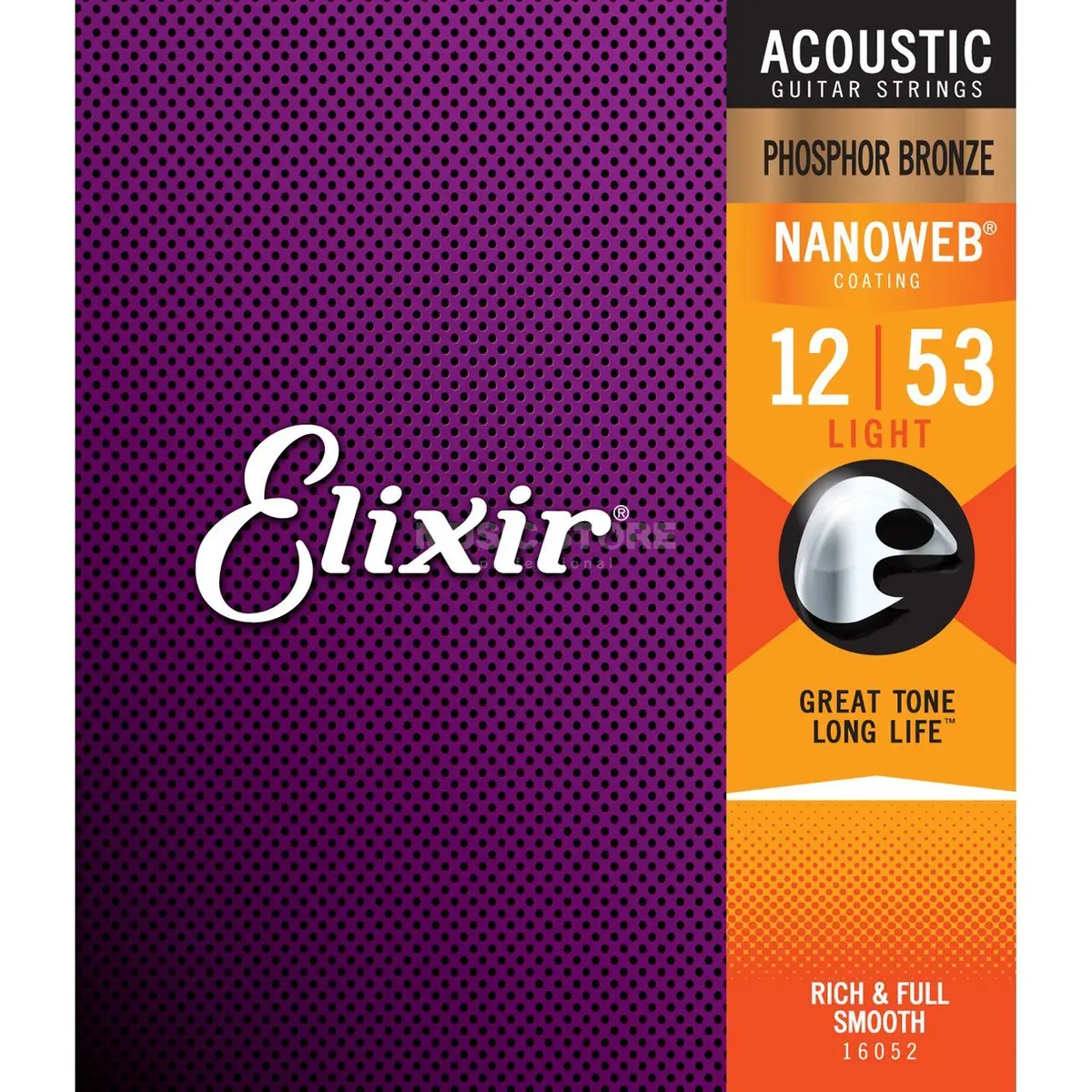 Elixir -16052 - Nanoweb Phosphor Bronze Acoustic Guitar Strings - .012-.053 Light (1 Pack) 1