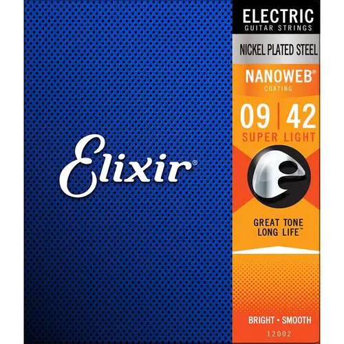 Elixir - Electric Guitar String - 9-42 Nanoweb Super Light (12002) (1 Pack) 1