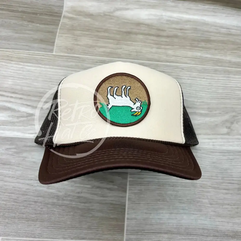Fainting Goat On Brown/Beige Retro Rope Hat 1