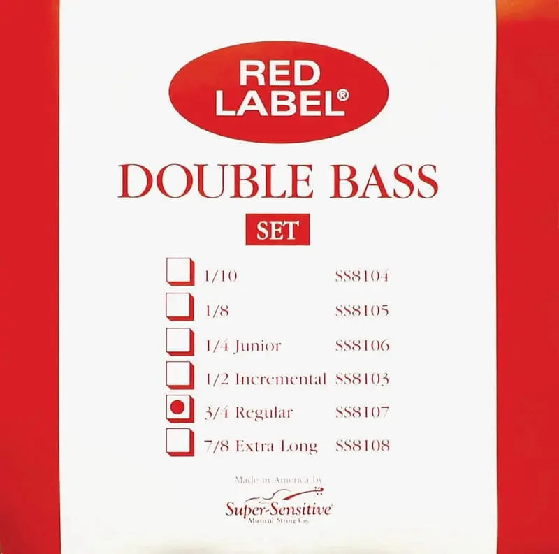 Super-Sensitive 8127 Red Label Double Bass String Set - 3/4 Size 1