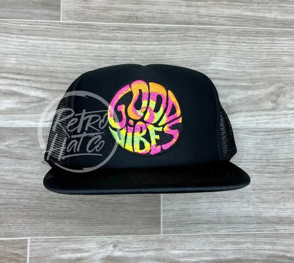 Good Vibes On Black Meshback Trucker Hat 1
