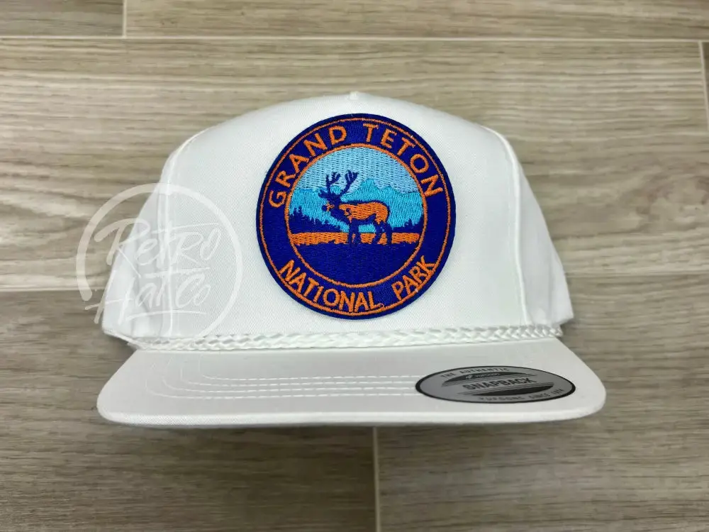 Grand Teton Patch On White Classic Rope Hat 1