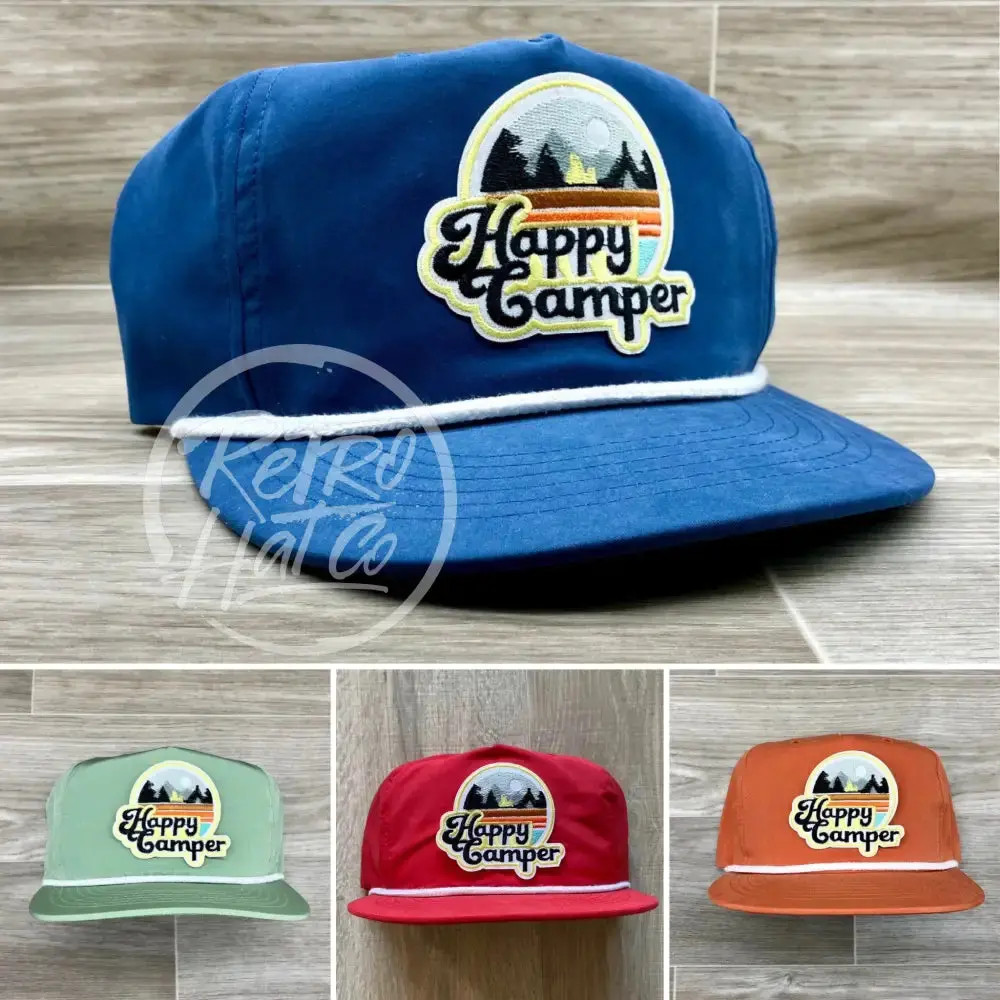 Happy Camper Patch On Retro Poly Rope Hat 1