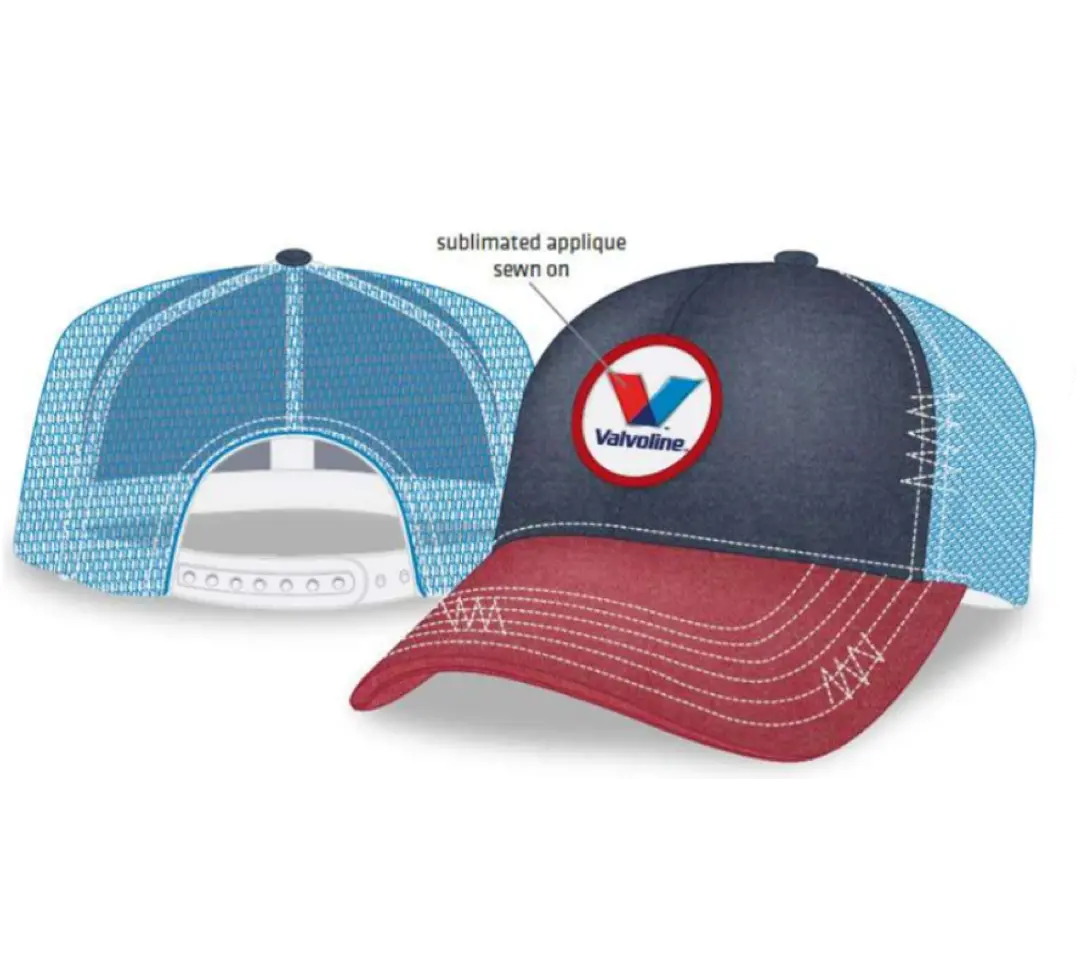 Valvoline Trucker Cap With Navy Marle Front Panels & Red Marle Visor 1