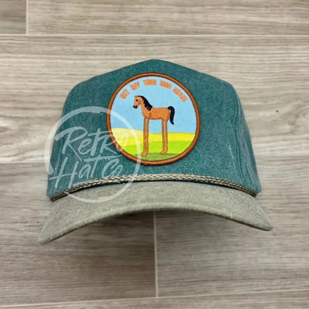 High Horse On Tall Teal/Sand Retro Rope Hat 1