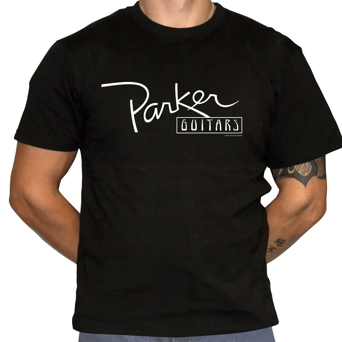 Parker Guitars Black T-Shirt W/White Logo - Xl Size 1