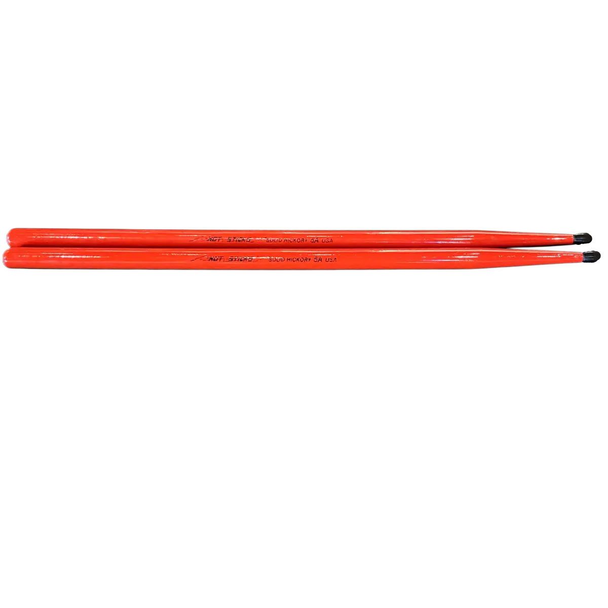 Hot Sticks - Red Finish - Solid Hickory Usa (5A) W/Nylon Tip (1 Pair) 1