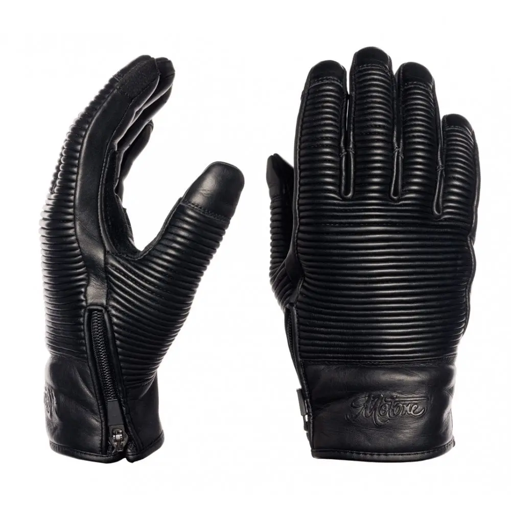 Motone Jaeger - Motorcycle Riding Gloves - Aniline Leather - Black 1