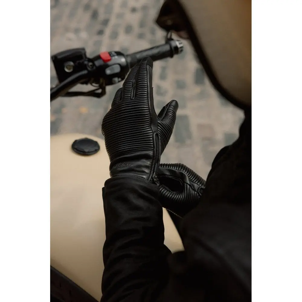 Motone Jaeger - Motorcycle Riding Gloves - Aniline Leather - Black 5