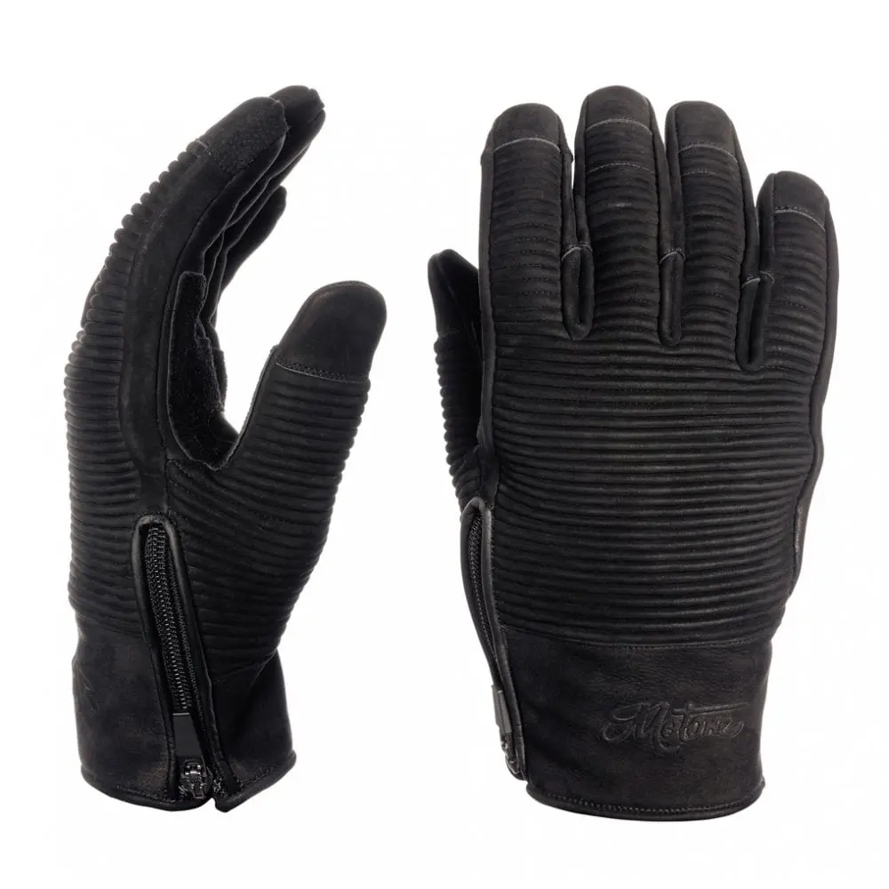 Motone Jaeger - Motorcycle Riding Gloves - Nubuck Leather - Black 1