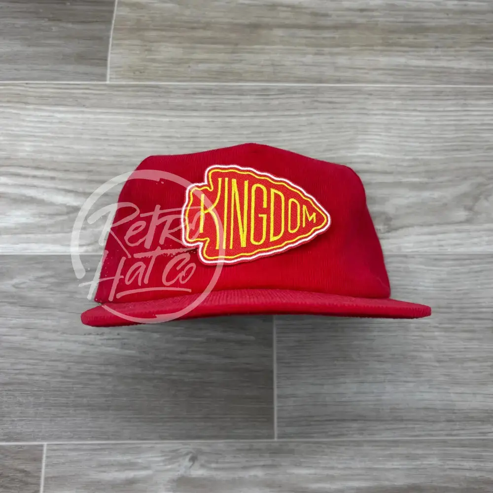 Kansas City Chiefs Kingdom Patch On Red Corduroy Hat 1